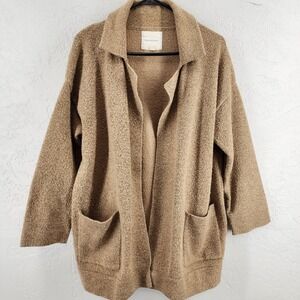 Thread & Supply Camel Boucle Open Front Pocket Cardigan Coatigan Womens Medium